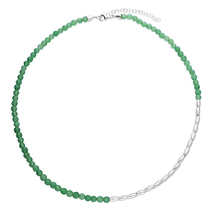 Green Quartz Beaded Necklace With Gold or Silver Beads