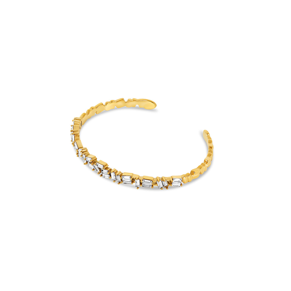 Gold Baguette Crystal Cuff Bracelet | Stainless Steel PVD | Eterna Collection