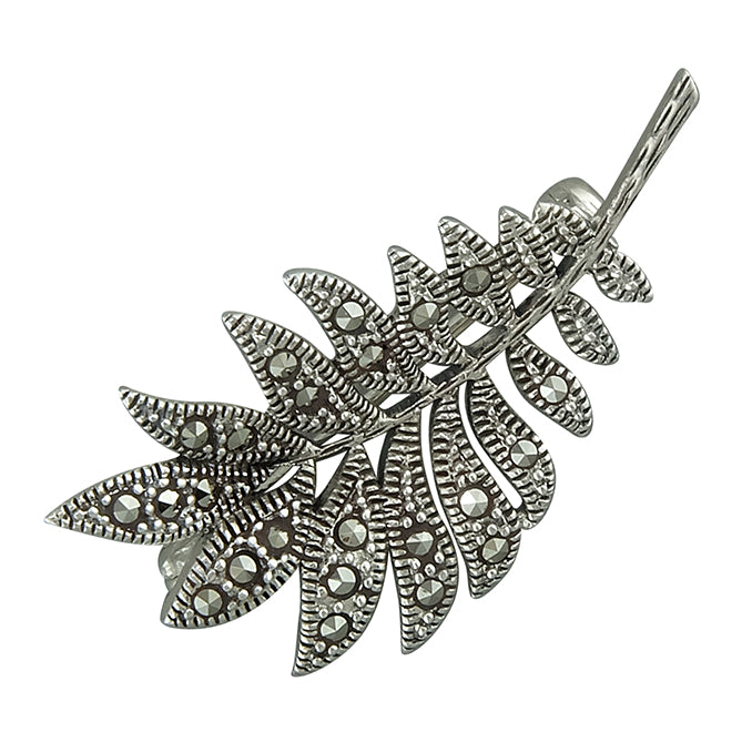 Marcasite Leaf Brooch | Sterling Silver | Elegant Nature-Inspired Design| On Trend
