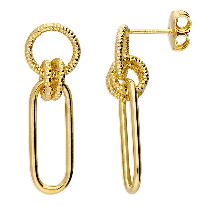 Gold Textured Link Drop Earrings | Modern Statement Jewellery | 18K Gold-Plated Sterling Silver