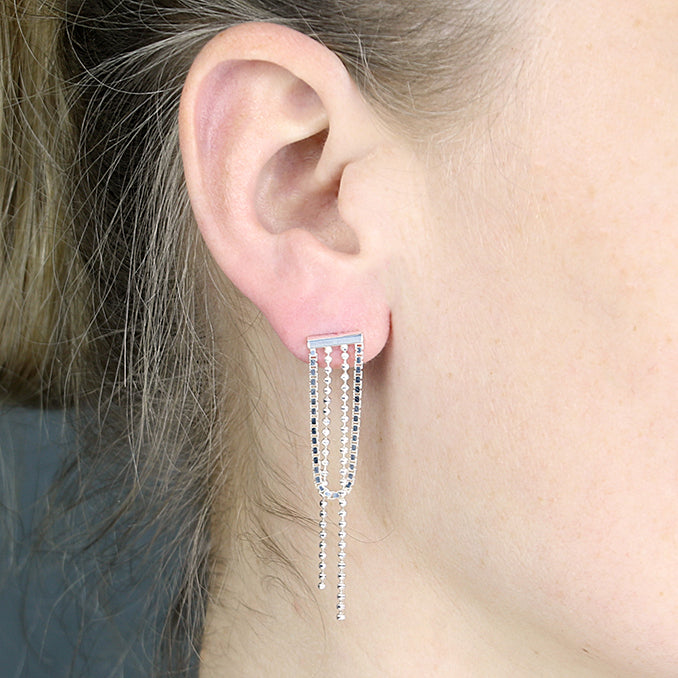 Silver Cascading Chain Drop Earrings | The Everything Sparkle Edit