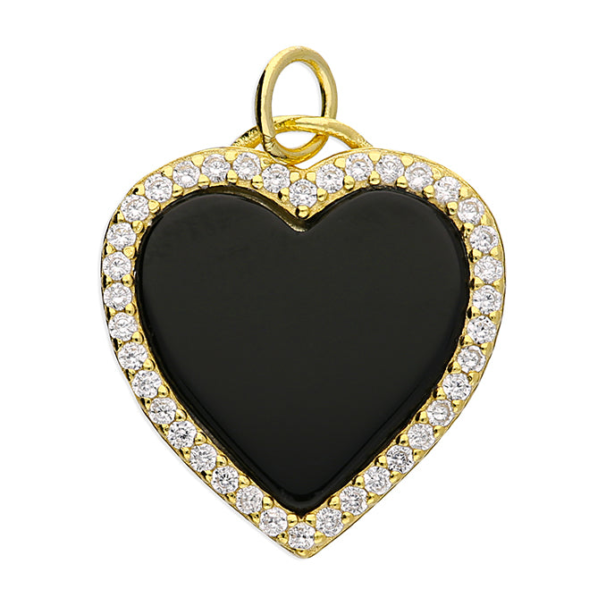 Black Onyx Pendant with cubic zirconia