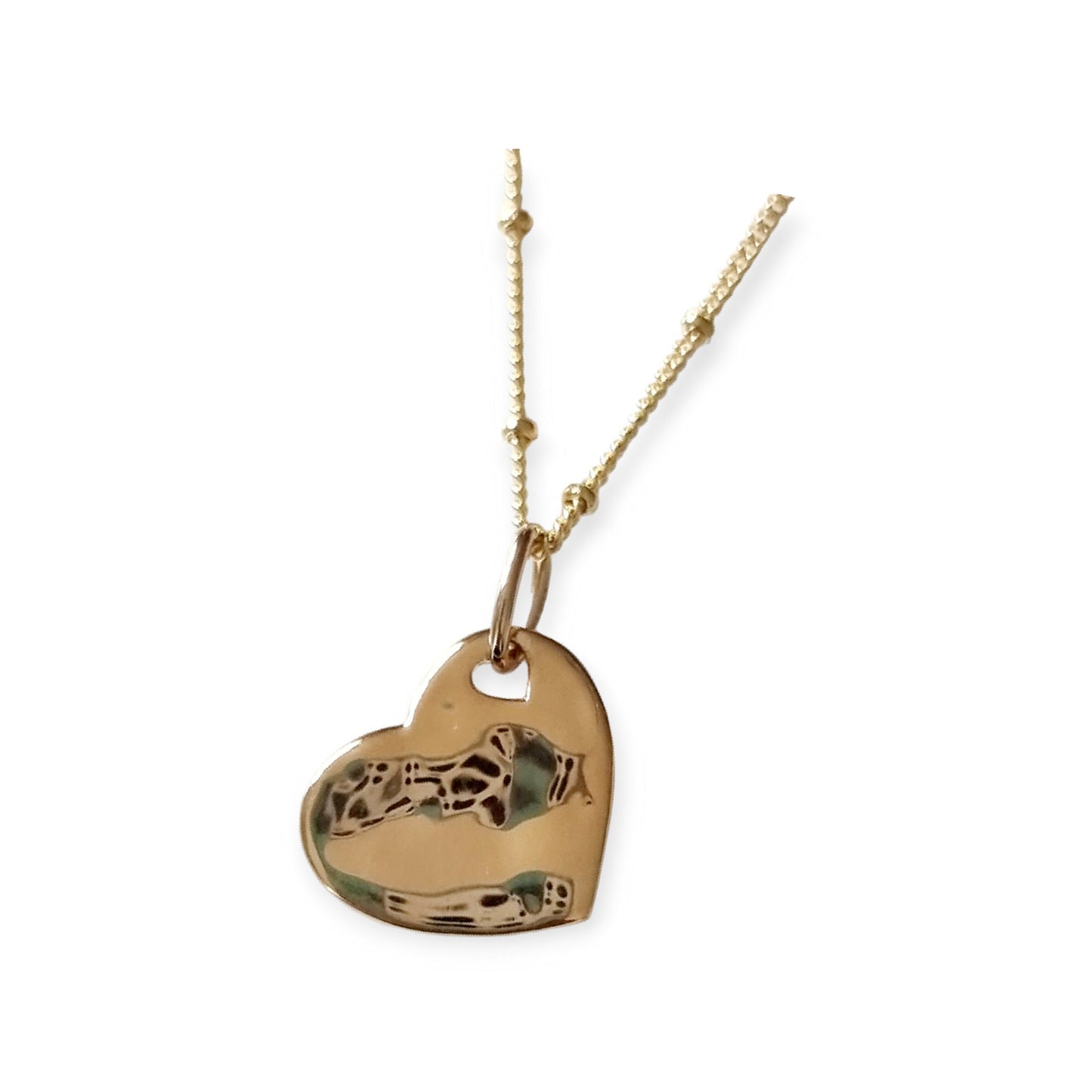 Rose Hammered Heart Necklace with Satellite Chain