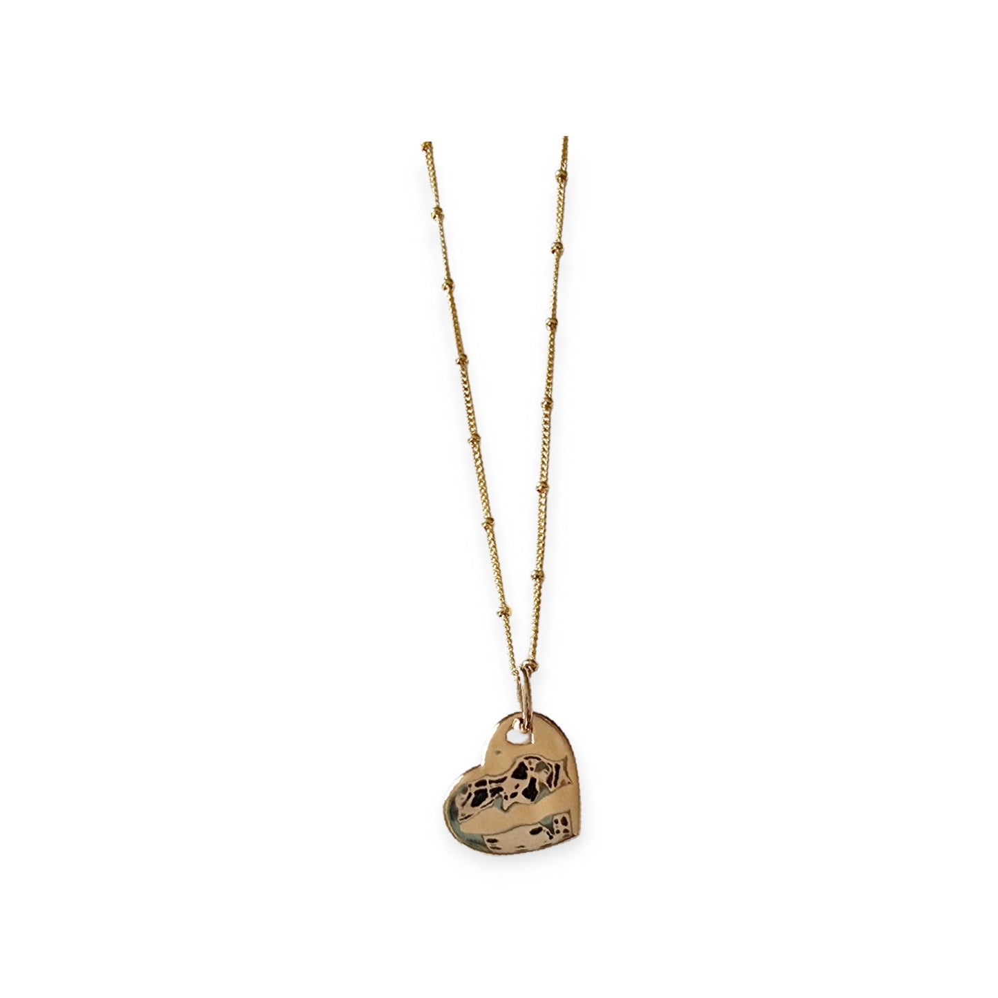 Rose Hammered Heart Necklace with Satellite Chain