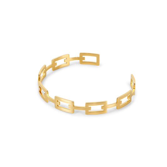 Lightweight Geometric Gold Cuff Bracelet | Stainless Steel PVD | Eterna Collection