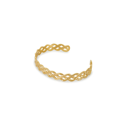Lightweight Woven Gold Cuff Bracelet | Stainless Steel PVD | Eterna Collection
