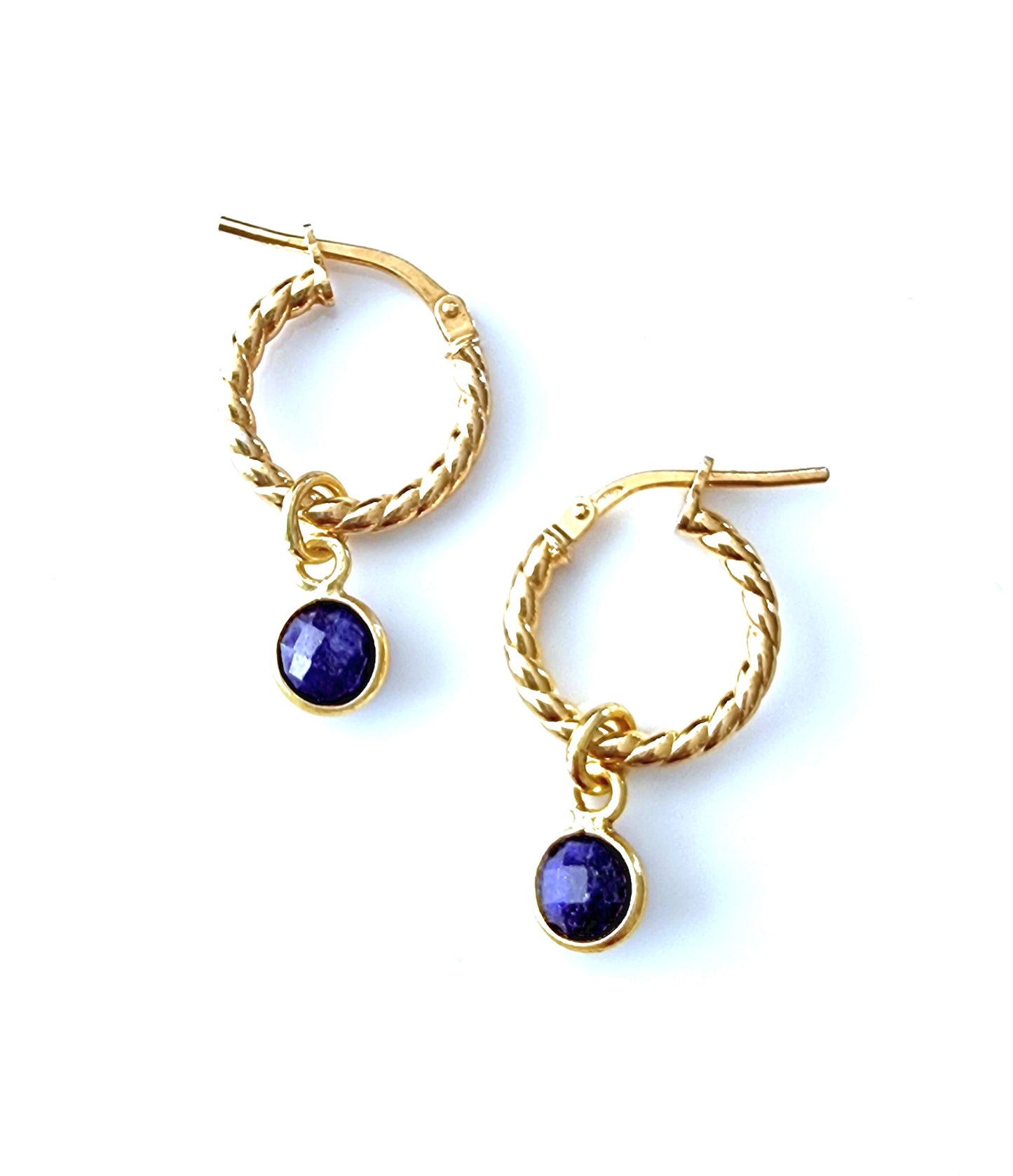 Gemstone Charm Hoops