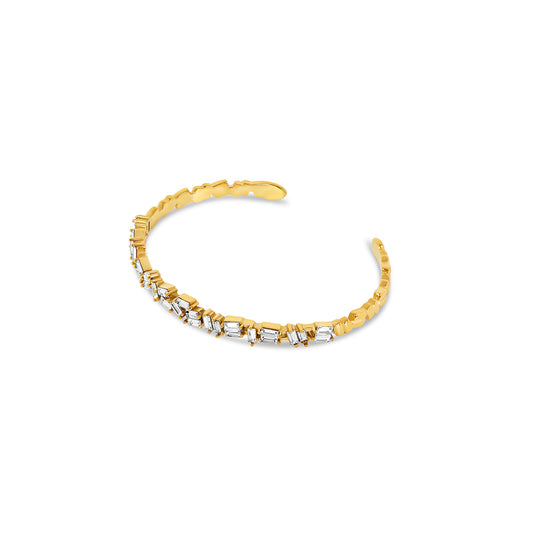 Gold Baguette Crystal Cuff Bracelet | Stainless Steel PVD | Eterna Collection