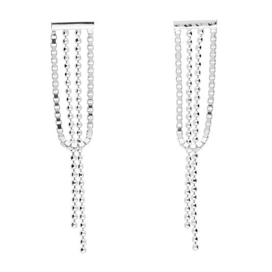Silver Cascading Chain Drop Earrings | The Everything Sparkle Edit