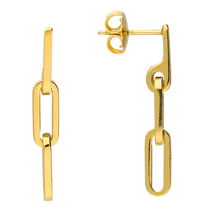 Gold-Plated or Sterling Silver Chain Link Drop Earrings | Modern Minimalist Style