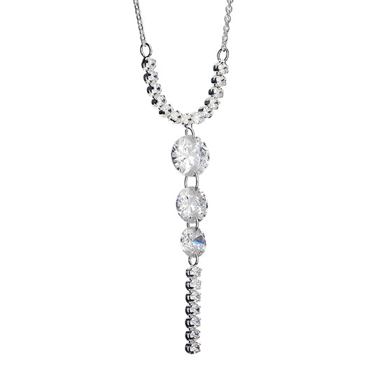 Silver Crystal Drop Necklace | Elegant Sparkle Pendant | Timeless Glamour