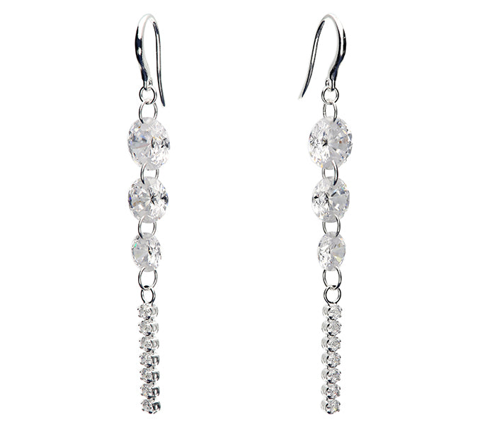 Silver Crystal Drop Earrings | Elegant Dangle Earrings | Timeless Sparkle