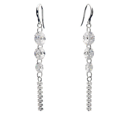 Silver Crystal Drop Earrings | Elegant Dangle Earrings | Timeless Sparkle