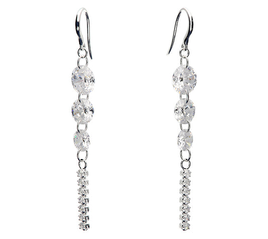 Silver Crystal Drop Earrings | Elegant Dangle Earrings | Timeless Sparkle