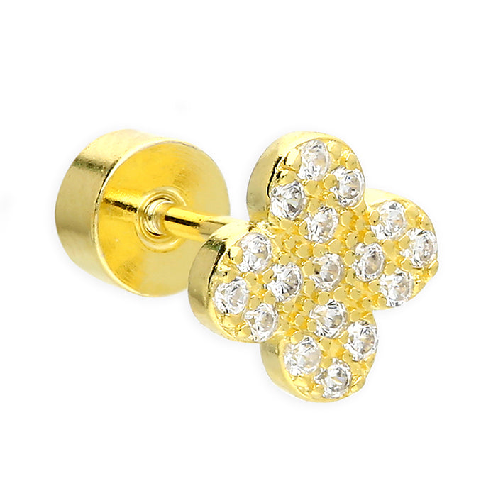 Clover Sparkle Stud Earrings – Gold or Silver | Everyday Elegance