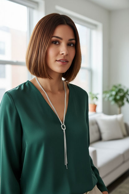 Silver Knotted Tassel Necklace | Modern Minimalist Design | Everyday Elegance