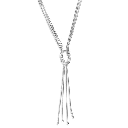 Silver Knotted Tassel Necklace | Modern Minimalist Design | Everyday Elegance