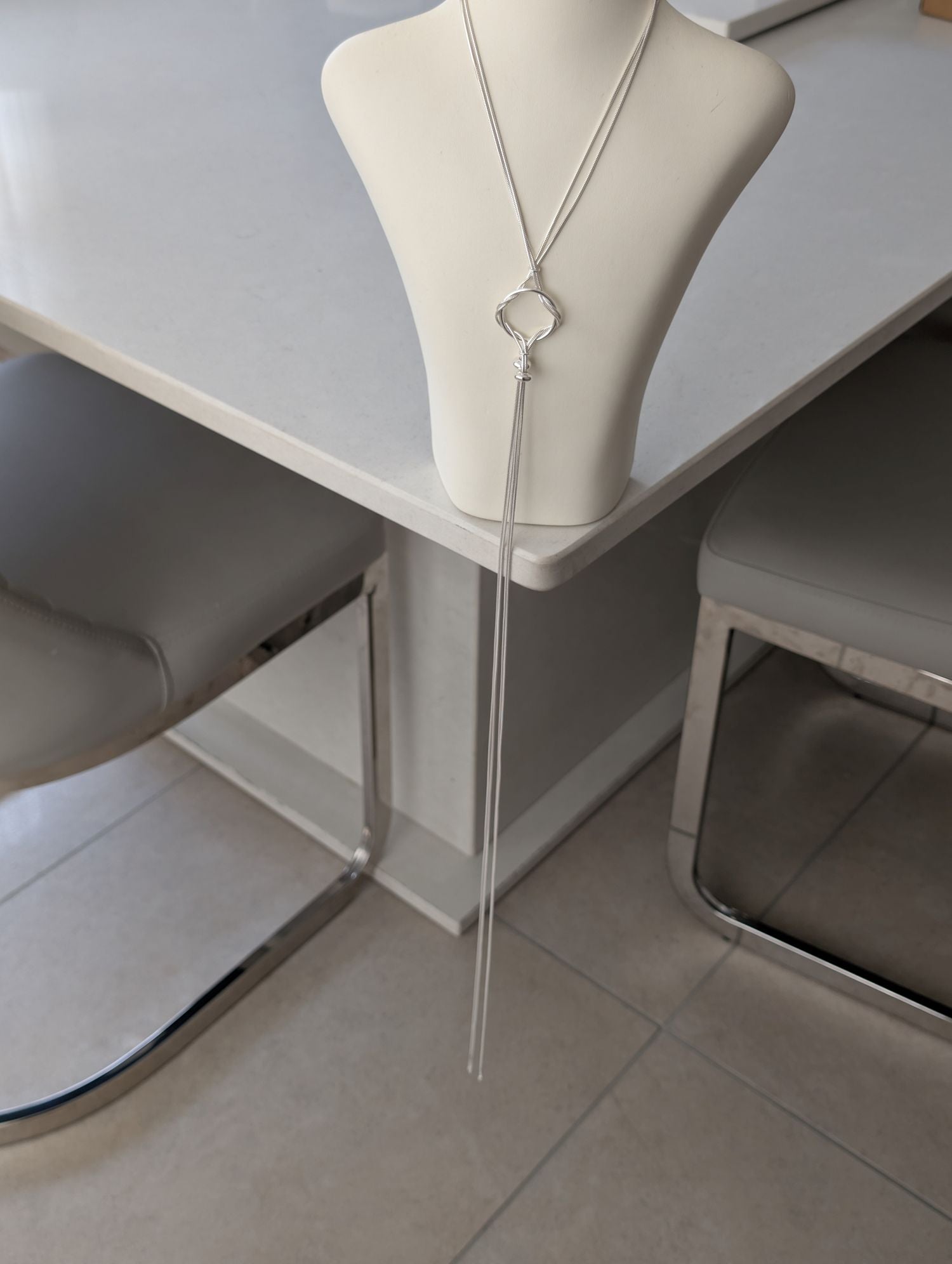 Silver Knotted Tassel Necklace | Modern Minimalist Design | Everyday Elegance ***BESPOKE***