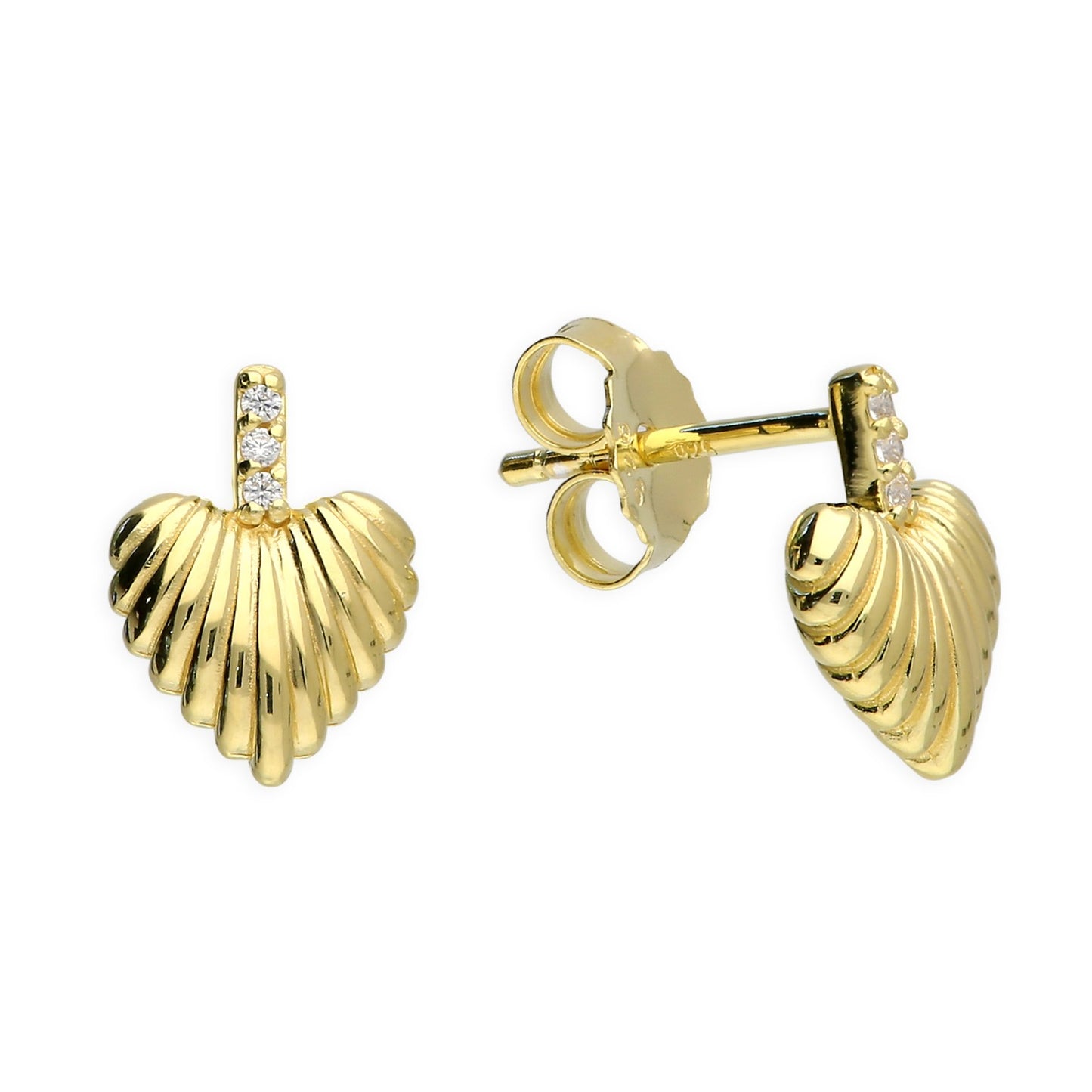 Celine Heart Stud Earrings Heart Stud Earrings with Cubic Zirconia – Gold Vermeil or Sterling Silver | Minimal Everyday Jewellery UK