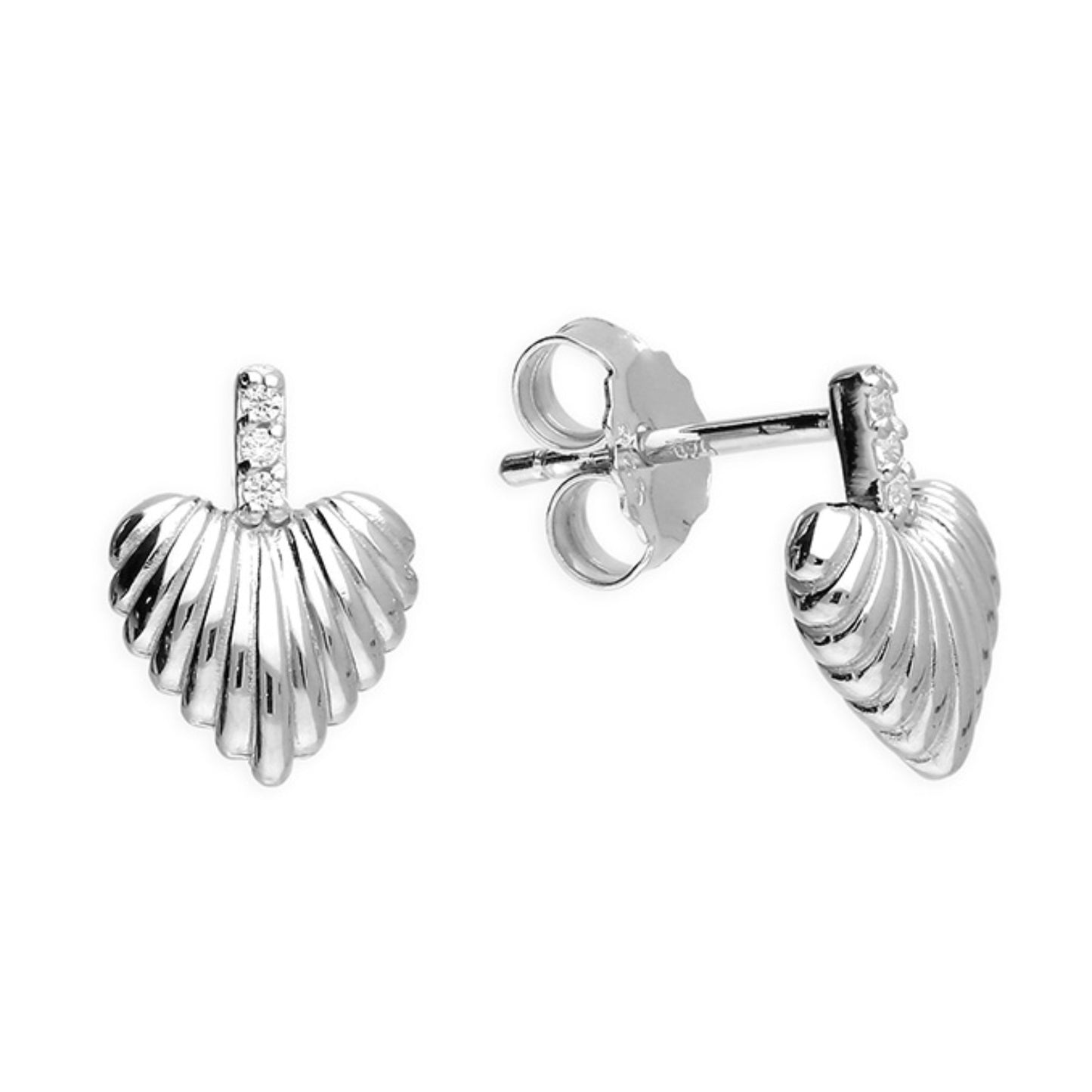 Celine Heart Stud Earrings Heart Stud Earrings with Cubic Zirconia – Gold Vermeil or Sterling Silver | Minimal Everyday Jewellery UK
