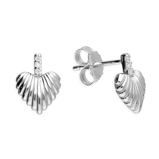 Celine Heart Stud Earrings Heart Stud Earrings with Cubic Zirconia – Gold Vermeil or Sterling Silver | Minimal Everyday Jewellery UK