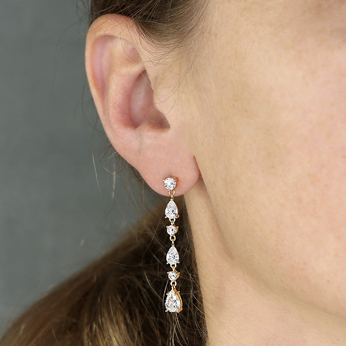Gold Drop Sparkle Earrings | Elegant Statement Jewellery | Everything & the Pearls