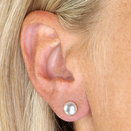 Polished Dome Stud Earrings – Gold or Silver | 8mm & 12mm | Minimal Everyday Luxury