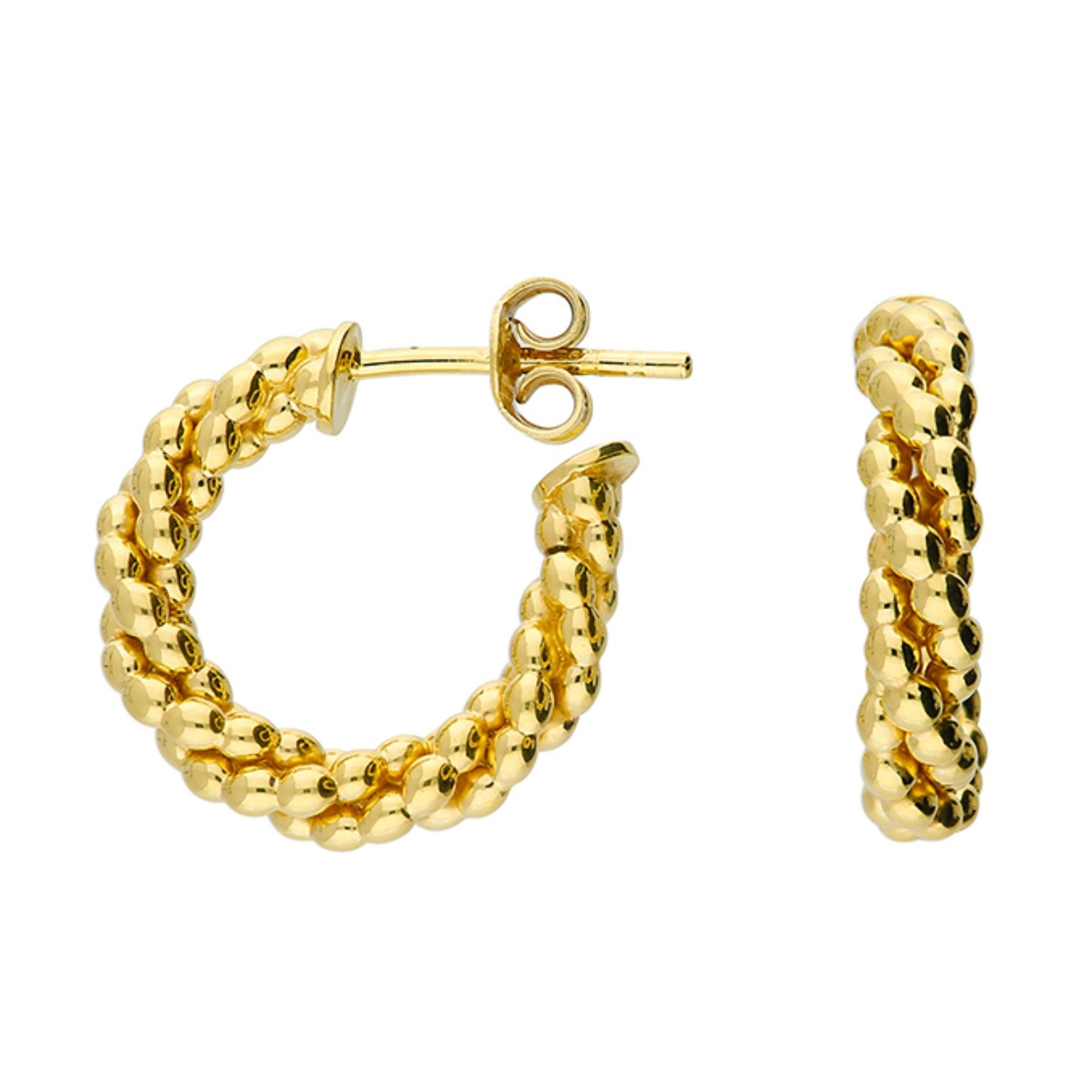 Mara Beaded Hoop Earrings Beaded Hoop Earrings – Gold Vermeil or Sterling Silver | Textured Everyday Hoop Jewellery UK