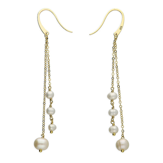 Serena Pearl Drop Earrings Freshwater Pearl Drop Earrings – Gold Vermeil or Sterling Silver | Elegant Dangle Pearl Earrings UK